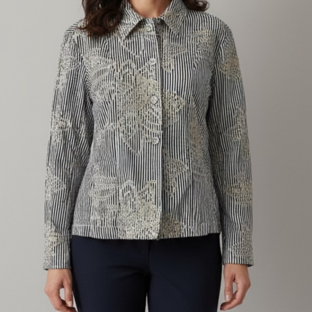 Striped Embroidered Jacket